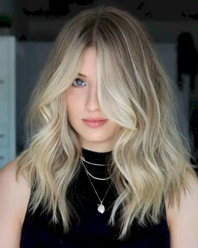 Long Textured Bob with a Middle Part