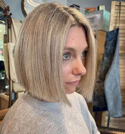 Short Boyfriend Bob Hair with Sharp Ends and Middle Part