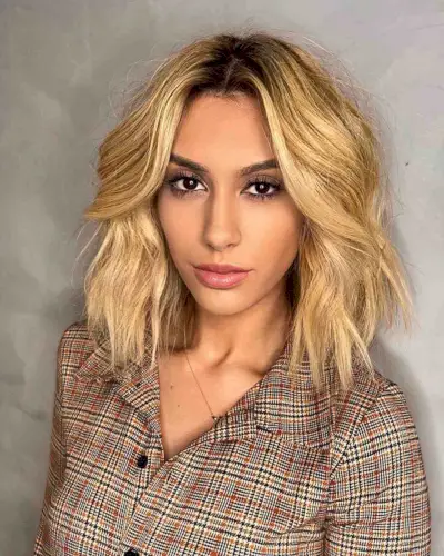 Golden Blonde Choppy Bob for Thick Hair