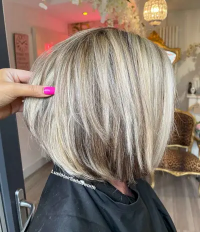 Long Choppy Concave Bob for Ladies with Thick Hair