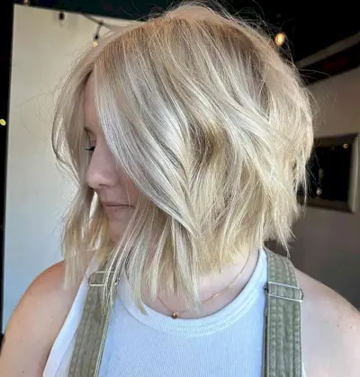 Barbie Blonde Layered and Choppy Bob for Thick Hair