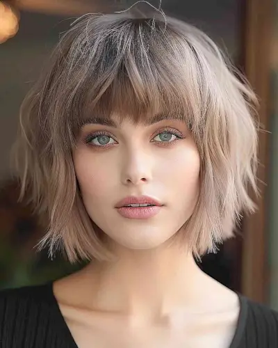 Charming Chopped Bob with Layers for Thick Hair