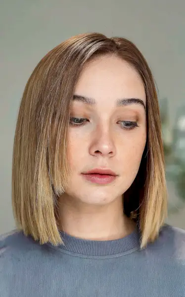 Straight Blunt Cut Bob with Blonde Ends