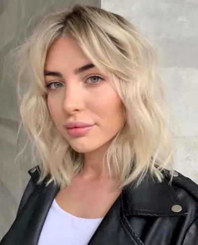 Longer blunt bob with curtain bangs