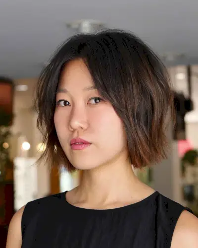 brown blunt bob haircut