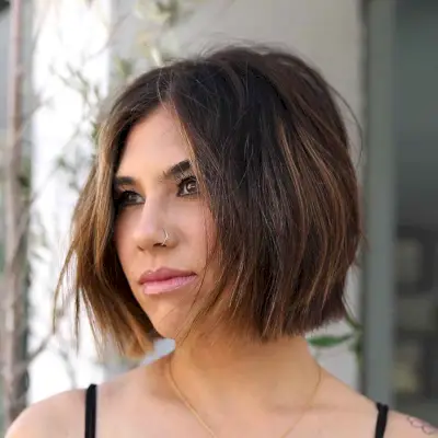 blunt cut bob with no bangs