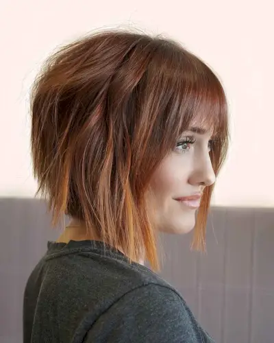 Copper blunt bob with fringe