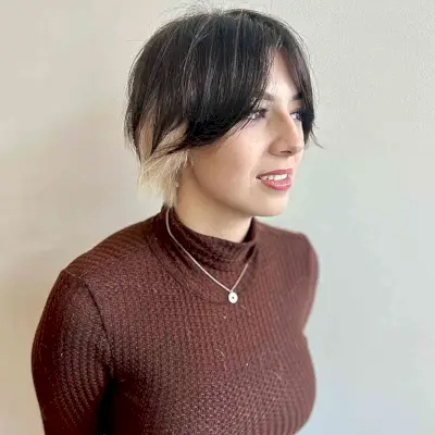 Two-Toned Shaggy Bob Cut with Curtain Fringe and face-framing layers