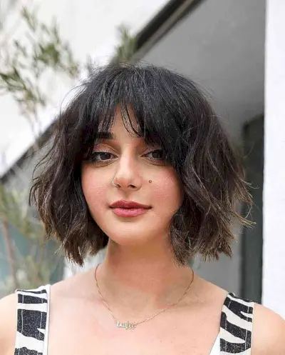 Short Messy Italian Bob with Bangs and Choppy Layers