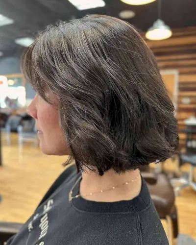 Medium Italian Bobbed Cut with Soft Fringe for Thick Hair