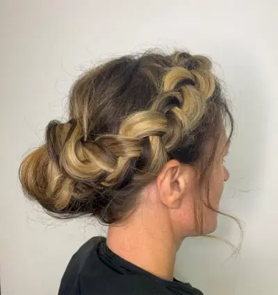 Halo Braid with Bun