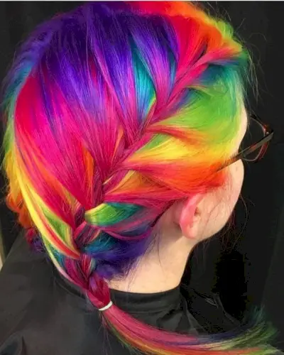 Vibrant Rainbow French Braid Style