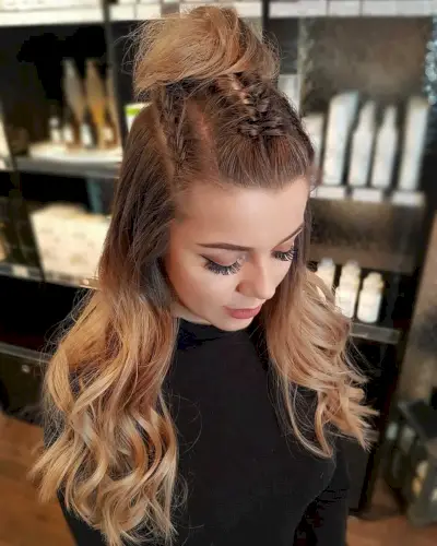 Half-Up French Braid Bun