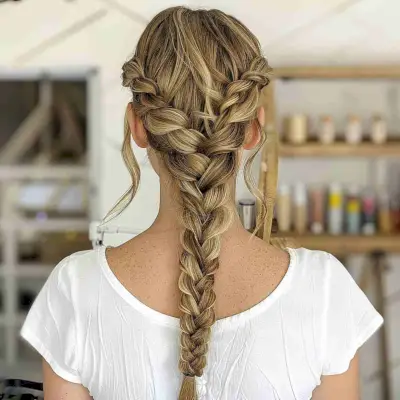 Long 4 Braid Twist French Braid Hairstyle