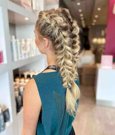 Loose Bubble Dutch Pigtail Braids
