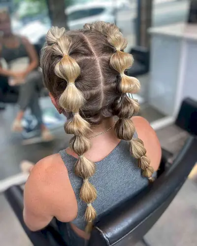 Double Bubble Braids Updo Pigtails