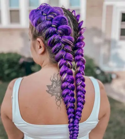 Purple Braids into Long Pigtails