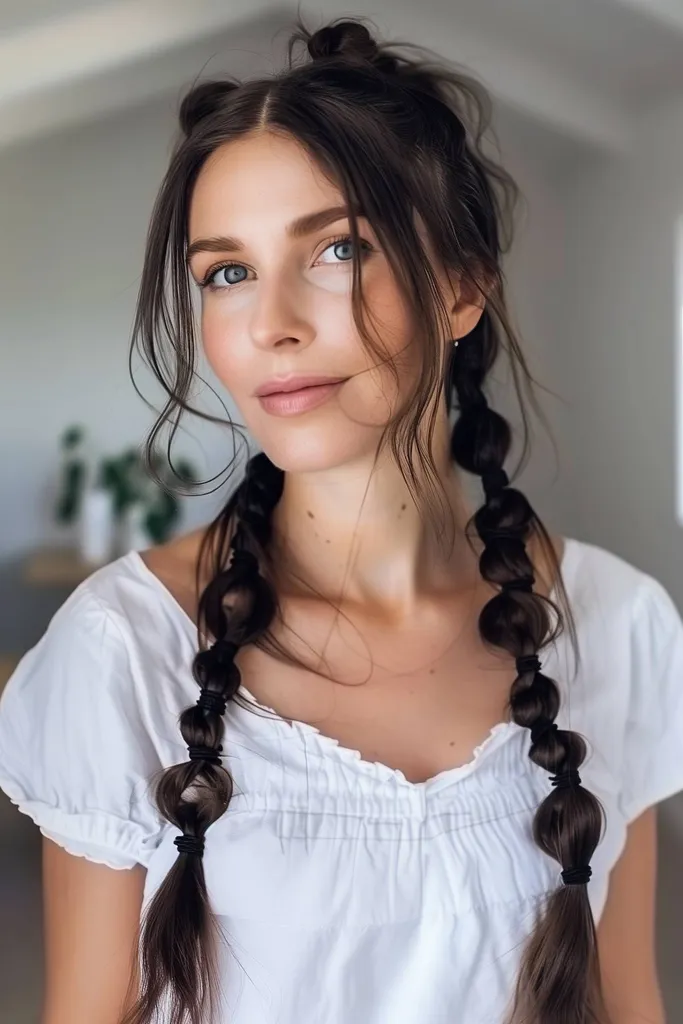 פעוט עם צמות בועות מקסימות ופרקטיות אידאליות ליום משחק פעיל ועדין לשיער עדין.' title=