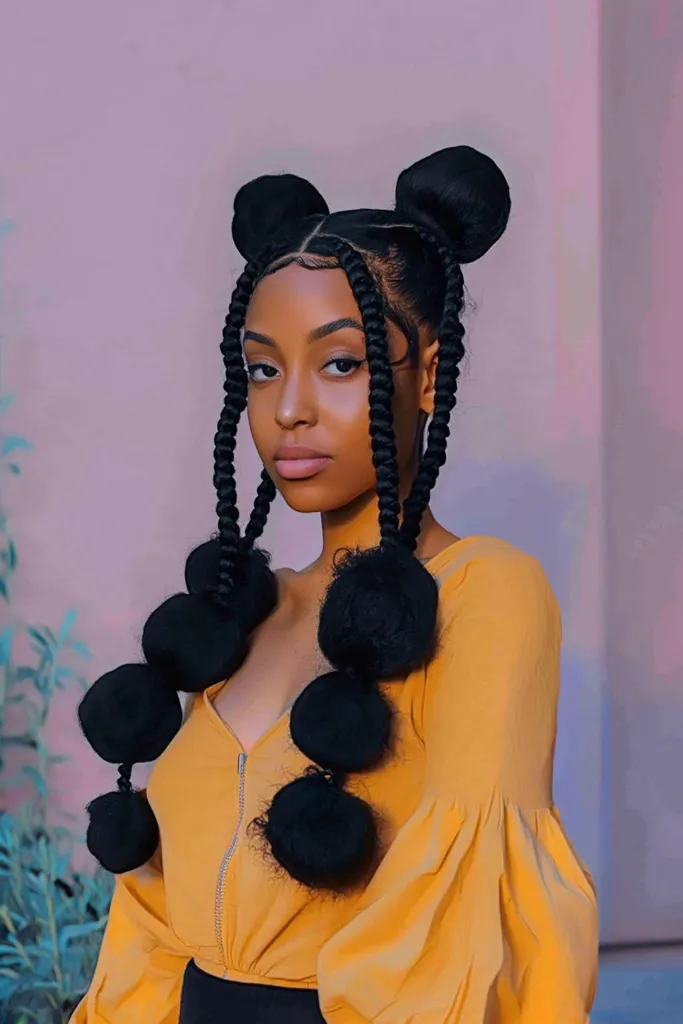 צמות בועות עם כשרון שיער טבעי' title=