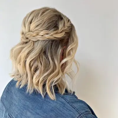 half up French braid for short hair