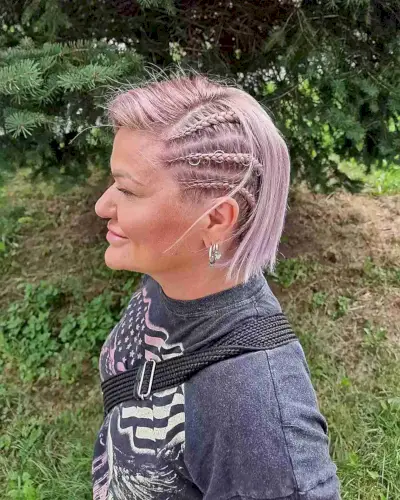 Hawaiian Summer-Ready Side Braids on Lilac Straight Bob