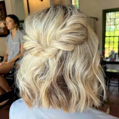 Messy Blonde Boho Braid for Short Hair