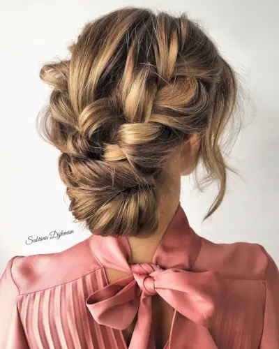 Double-Braided Messy Bun