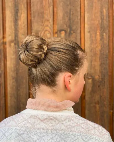braided ballerina bun hairstyle