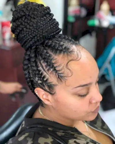Big Braided Bun With Weave