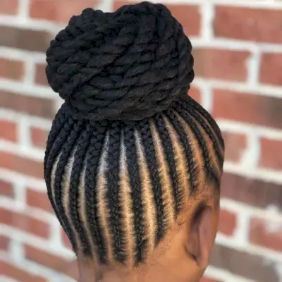 Cornrow Braids Into a Bun Hairstyle