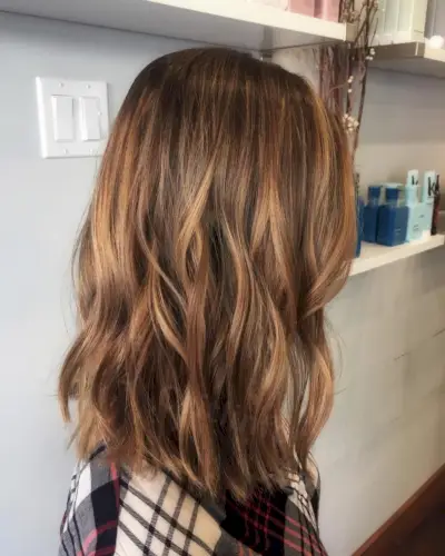Lob with Honey Brown Highlights