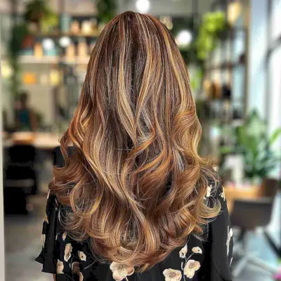 Long Hair with Hazelnut Honey Highlights