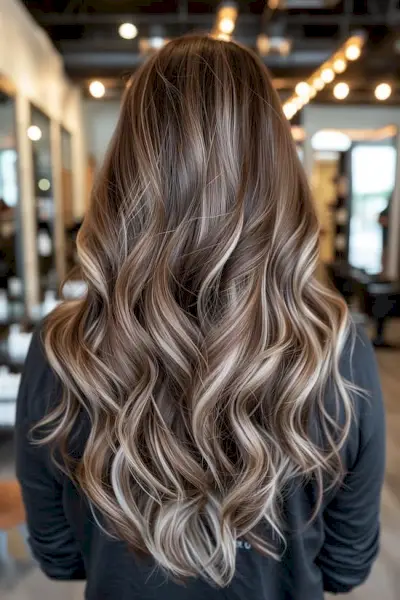 Braune Zobelhaarfarbe mit platinblonden Reflexen.