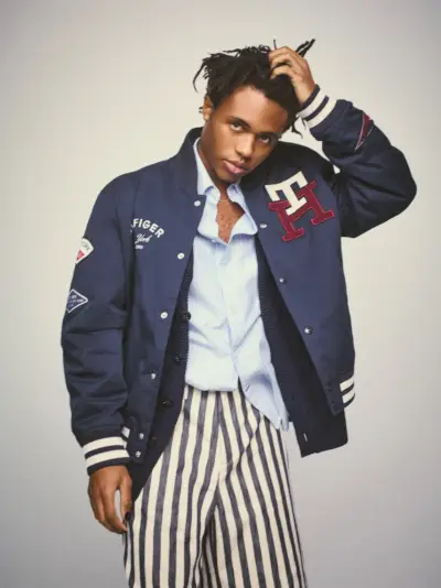 Kailand Morris Tommy Hilfiger Classics Reborn Campaign 2023 Varsity Bomber
