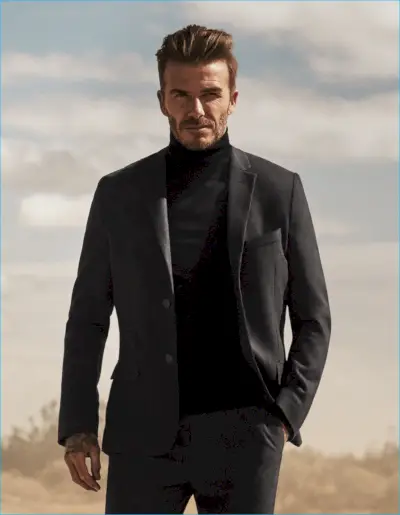 デビッド・ベッカム、H&Mのために黒服を着た