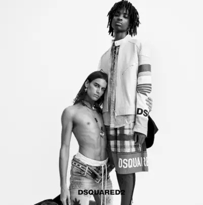 Modellerna Fernando Casablancas och Javon Cobbs delar rampljuset för Dsquared2
