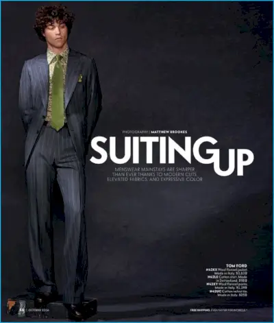 Milesas McMillanas yra dailus pilkas dryžuotas Tomo Fordo kostiumas.