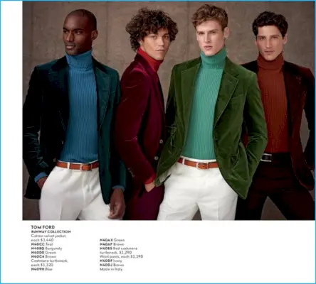 Corey Baptiste'as, Milesas McMillanas, Joelis Meacockas ir Ryanas Kennedy vilki Tomo Fordo aksominius švarkus.