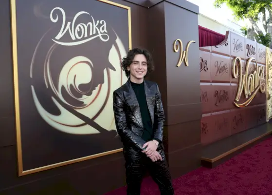 Con un sorriso dorato come la scritta Wonka, Timothée Chalamet brilla in Tom Ford nel film