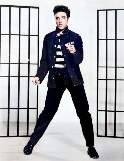 Elvis Presley Jailhouse 록 스타일 1957 스트라이프 셔츠