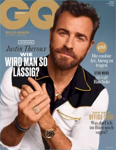 Justin Theroux fait la couverture de GQ Allemagne, parle de style et de shopping