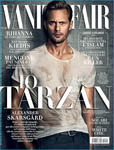 Alexander Skarsgård cobre Vanity Fair Italia, fala sobre envelhecimento e ‘True Blood’