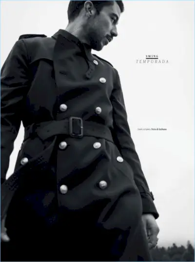 Diego Alfaro veste um look elegante da Dolce & Gabbana.