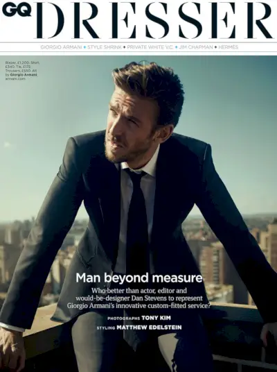 Dan Stevens est Sartorial en Giorgio Armani pour le GQ britannique