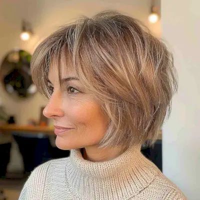 Chin-length Maintenance Haircut for Women Over 40