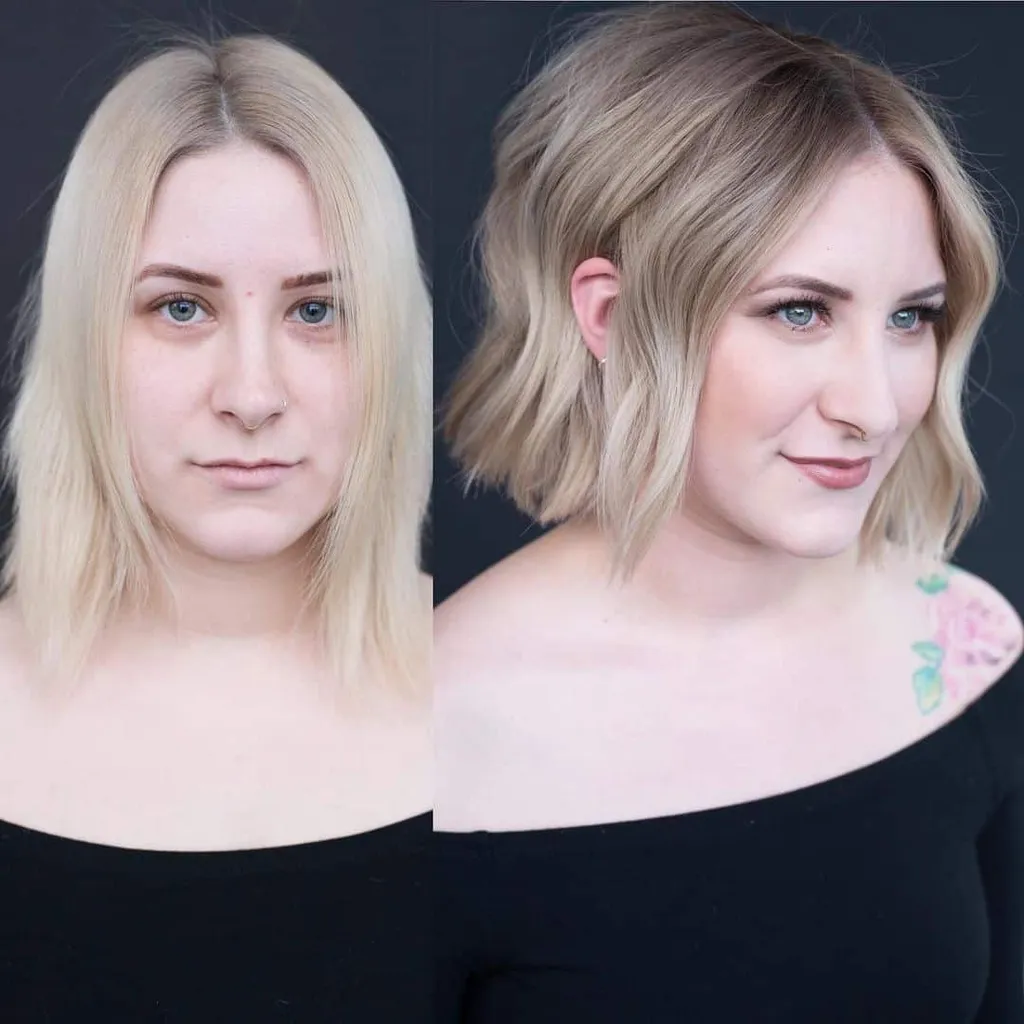 Face-Framing hakelengde snitt for runde ansikter' title=