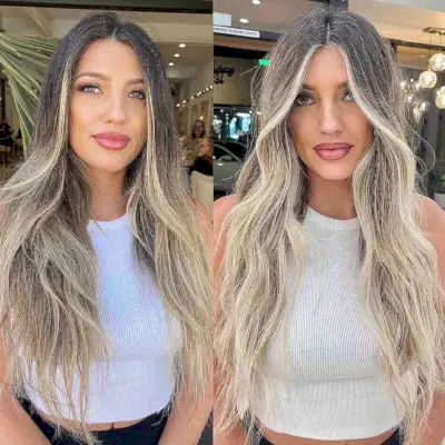 Long Choppy Hair with Blonde Balayage