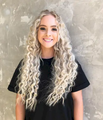 white blonde curly hair