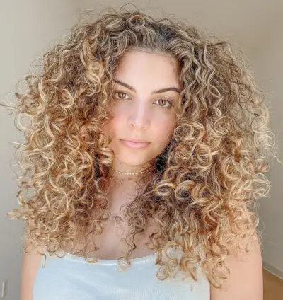 Curly Blonde Highlights