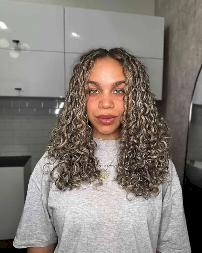 Curly Blonde Highlights